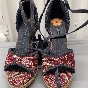 Rampage Red and Black Espadrille Sandals